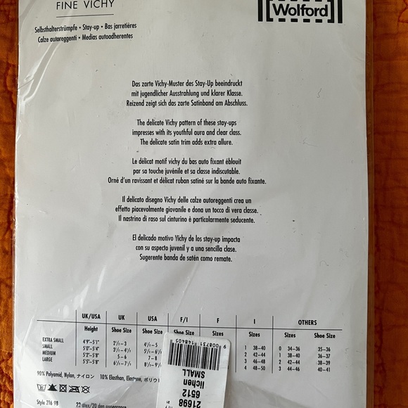 Wolford Women’s Lichen (Sage Green) Fine Vichy Stay-Ups - Size Small - Picture 3 of 3